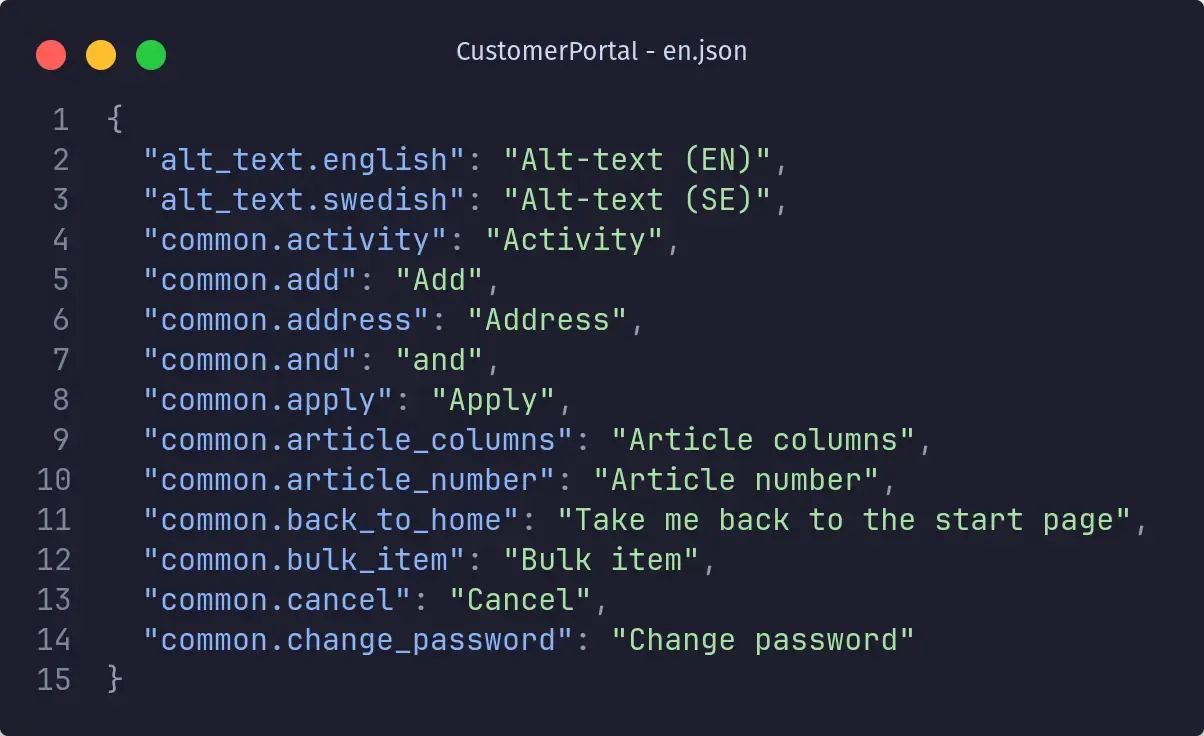 Translations in JSON files